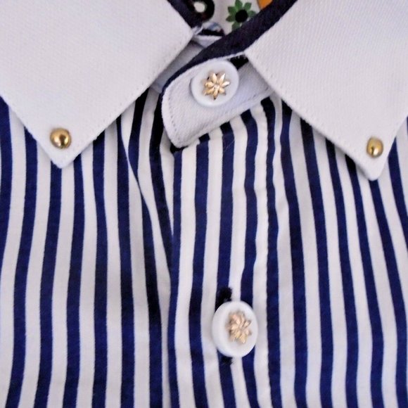 Women's Large M,D.Y  Blue Striped   Blouse - Picture 6 of 7